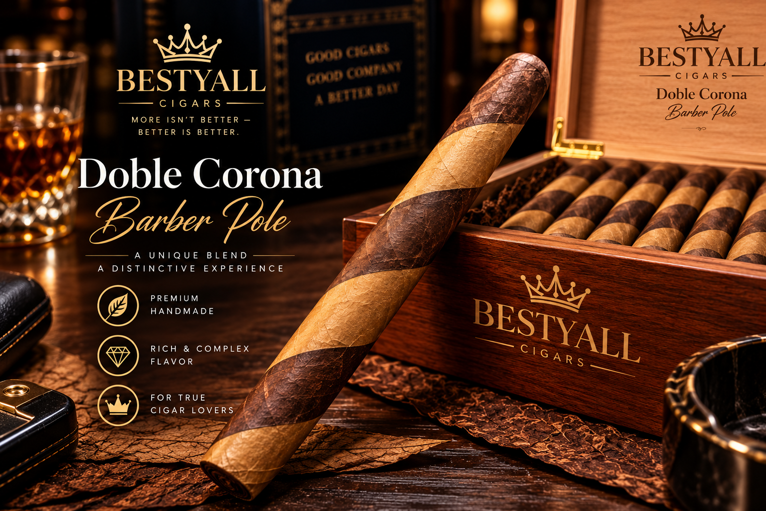 Bestyall Cigars Double Corona Barber Pole